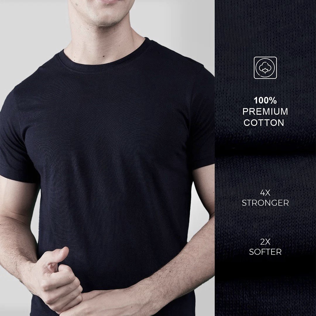 Men's Round Neck Cotton Half Sleeve Black T-Shirt