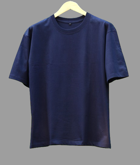 Men's Cotton Oversized Round Neck Loose fit solid Dark Blue T-shirt