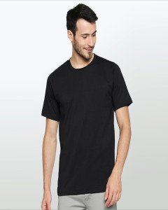 Men's Round Neck Cotton Half Sleeve Black T-Shirt